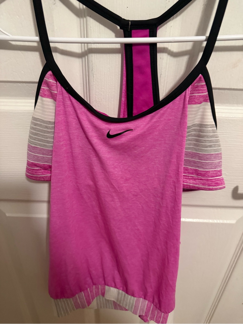 Nike Hot Pink Cold-Shoulder Performance Tank with Black Trim